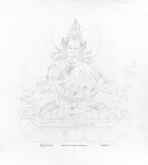 VAJRASATTVI-DORJE-SELMA-blue_2005-2006_Pencil-on-Paper_375-x-335-cm-