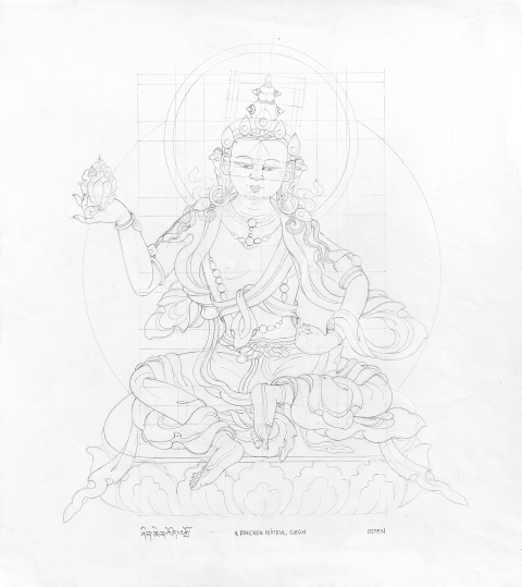 RINCHEN-WOTRUL-green_2005-2006_Pencil-on-Paper_375-x-335-cm-