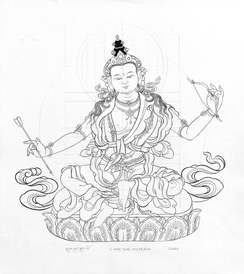 GYAG-TSCHE-GYELPO-blue_2005-2006_Pencil-on-Paper_375-x-335-cm-