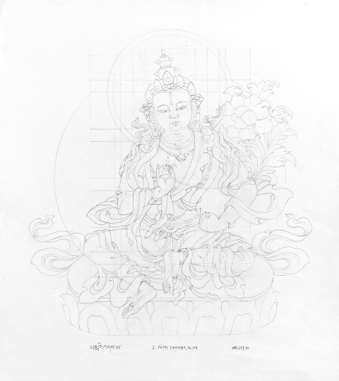 PAEME-DHAMBA-blue_2005-2006_Pencil-on-Paper_375-x-335-cm-