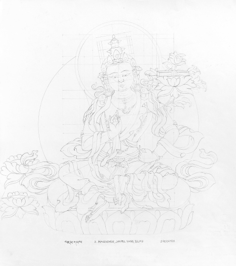 MANJUSHRIE-JAMPEL-YANG-blue_2005-2006_Pencil-on-Paper_375-x-335-cm-