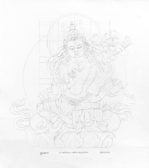 MAITREYA-JAMPA-yellow-green_2005-2006_Pencil-on-Paper_375-x-335-cm-