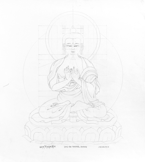 DAG-TOEN-NAMTROEL-orange_2005-2006_Pencil-on-Paper_375-x-335-cm-