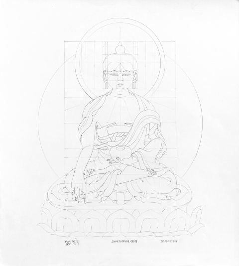 SHAKYAMUNI-yellow_2005-2006_Pencil-on-Paper_375-x-335-cm-