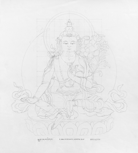 AVALOKITESHVARA-GENREZIG-blue_2005-2006_Pencil-on-Paper_375-x-335-cm-