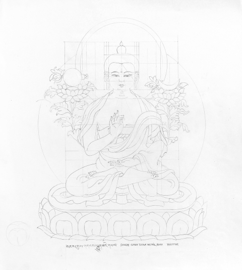 SANGYE-GAWA-TSCHUR-WE-PAEL-blue_2005-2006_Pencil-on-Paper_375-x-335-cm-